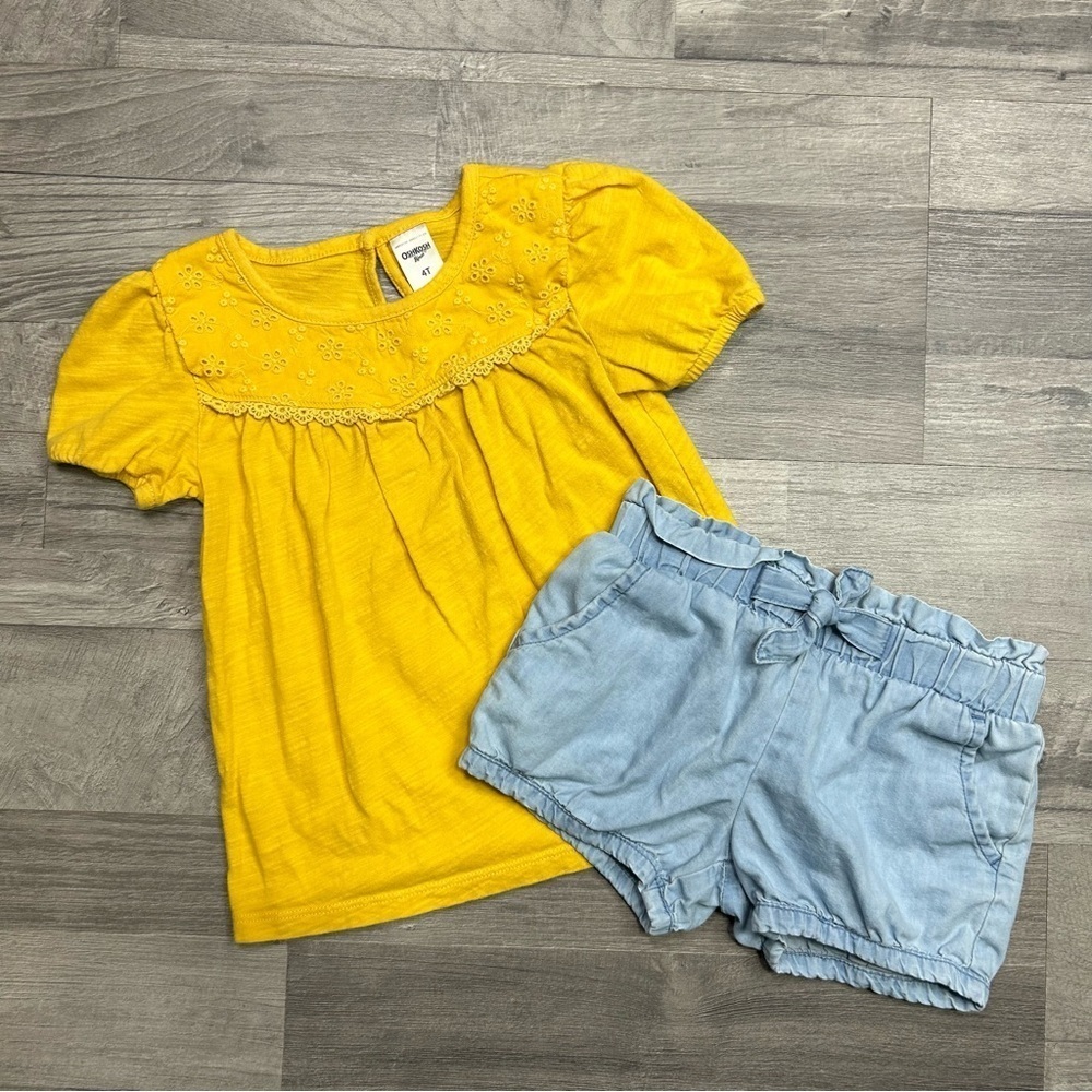 Oshkosh b'gosh Girls Short Sleeve Top & Shorts Outfit 4T